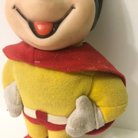 1988 Vintage Viacom Vinyl Head Mighty Mouse Plush Toy 8 Inch  Tall - Picture 4 of 16